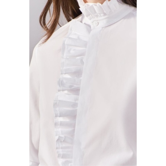 Zara NWT ruffled front cotton button downsize S. - Picture 1 of 6